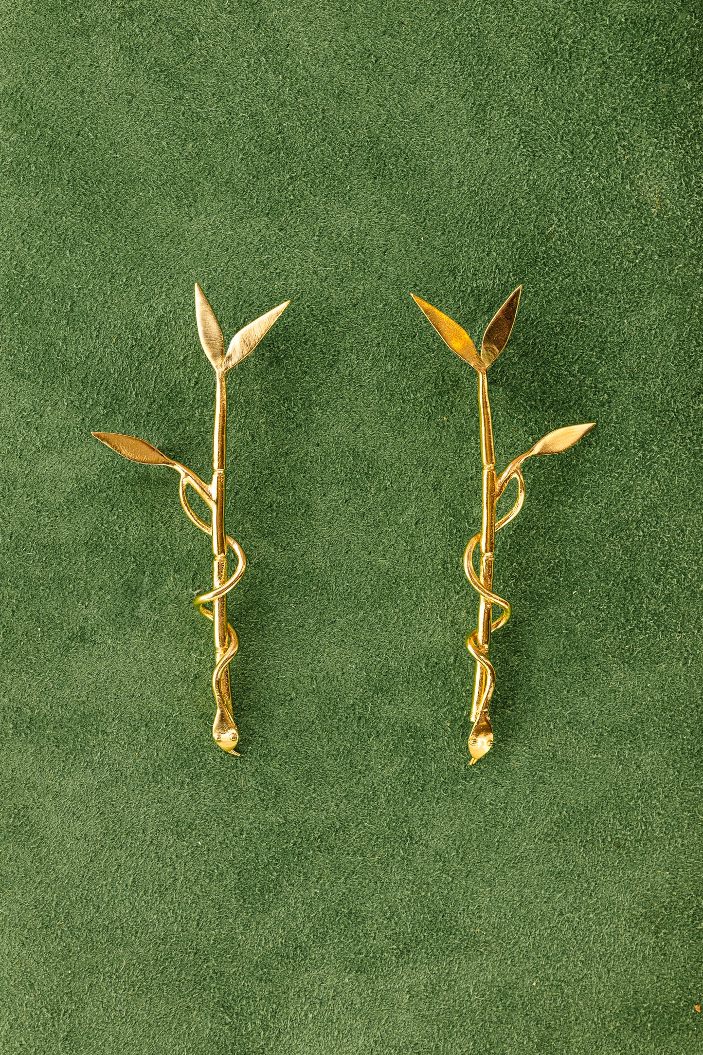 Bamboo & Snake Earrings in 18k Gold plated brass